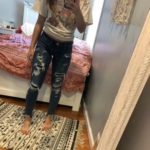 American eagle distressed patch jeans